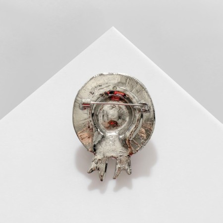Brooch "Hat" with flowers, colored in silver-1