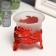 Glass candlestick, 1 candle "Flowers" red 6.5x6x6 cm