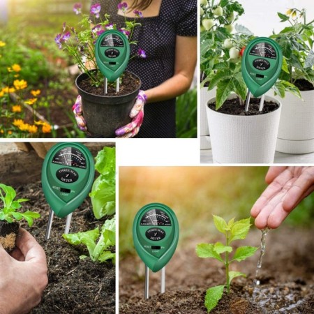 Soil meter 3 in 1: for moisture, acidity, illumination, color mix, Greengo-13