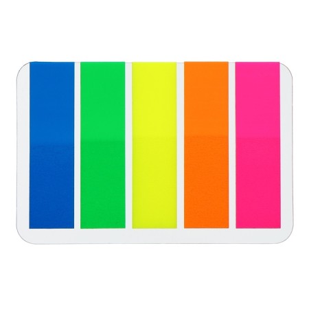 Bookmarks with adhesive edge plastic 12x45 mm, Erichkrause "Neon", 125 sheets 5 colors-2