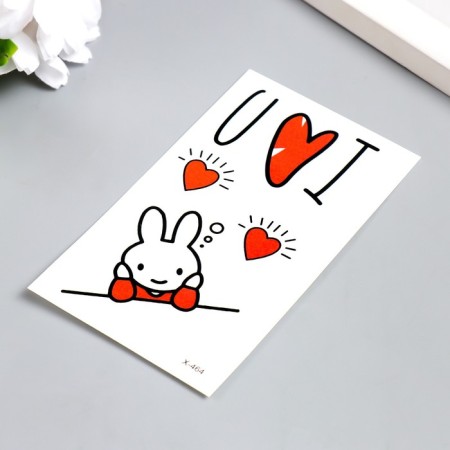 Tattoo on the body color "Bunny - recognition of love" 10.5x6 cm-1