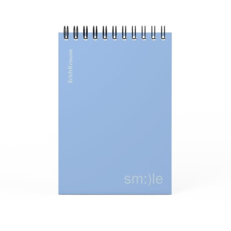 Notepad for spirals A6 80 sheets, cage, Erichkrause, "Symbol" Plastic Cover Silkography, Bloc Offset Beliac 100% Blue-1