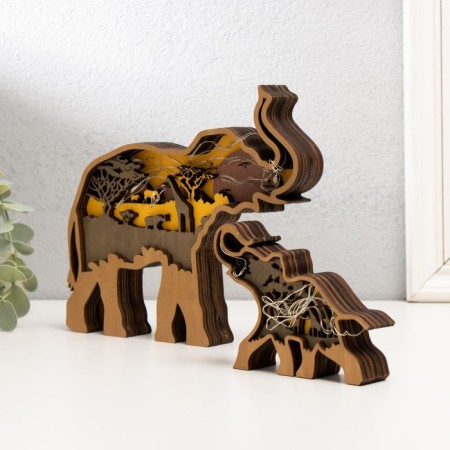 Souvenir tree Light "African elephant with an elephant" set 2 pcs 16x19 cm-3