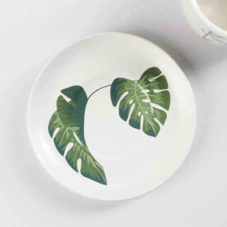 Ceramic tea set with a spoon "Botany", 2 items: a cup 200 ml, saucer, color mix-2