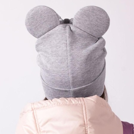 Two-layer hat "Mouse", color gray/bow, size 50-54-2