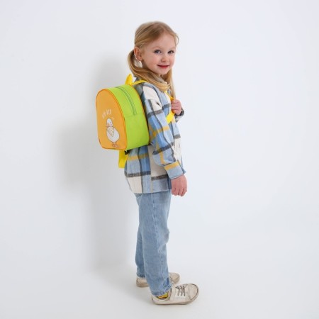Baby backpack for the girl "Duck", 23x20.5 cm, lightning department, green color-8