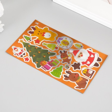 Sticker Plastic Foil "New Year" yellow 24.5x13.2 cm-2