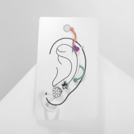 Earrings "Kaffa" Fantasy, set of 5 pcs., Colored with silver-2