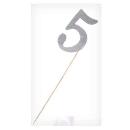 Topper in the “5” cake, silver color-2
