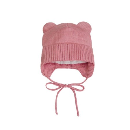 A cap on ties with ears children's amababy pure love Bear, with a lining, size 44-46 cm, pink color-5