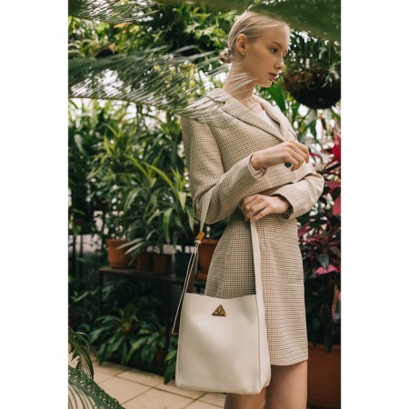 Women's bag on the Textura screw castle, small size, dairy color-10