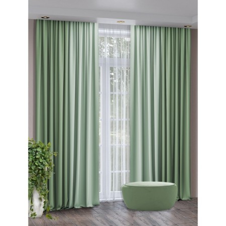 Set of curtains "Canvas", size 200x270 cm, 2 pcs, color gray-grinding, dusty menthol-5