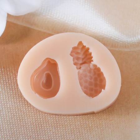 Silicone Mold "Avocado and Pineapp" 1.2x1.7x0.7, 1x2.4x0.6 cm-1