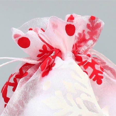 Bag Gift Organza "Snow History", 10 x 12 cm +/- 1.5 cm, New Year-1