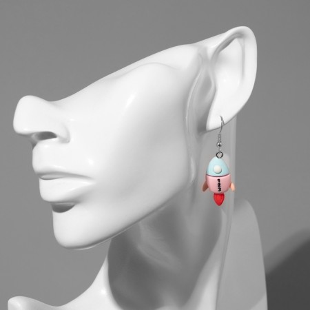 Earrings Assorted "Joy" rockets, colored in silver-3