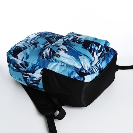 School backpack from textiles on lightning, 3 pockets, blue color-4