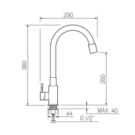 RMS SUS124W-016F kitchen mixer, single-leaf, high spout, nut, chrome-1