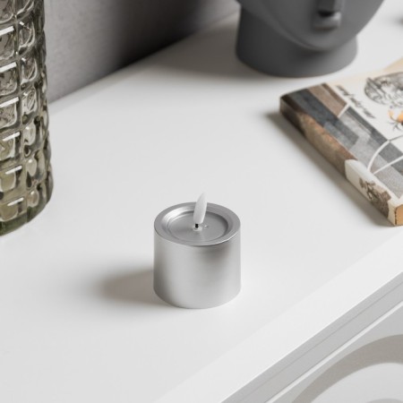 Silver LED candle, 6 × 8 × 6 cm, plastic, batteries AAAX2 (not complete), glow warm white-1
