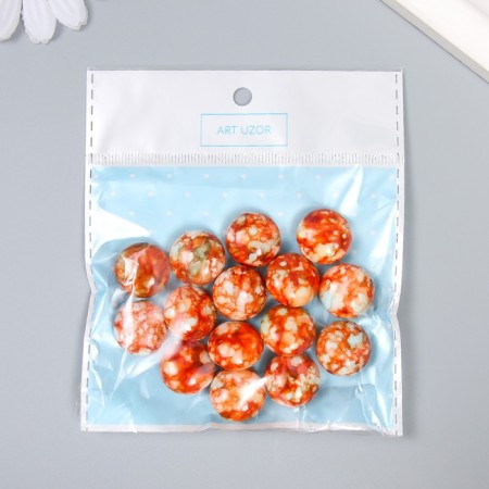 Beads for creativity plastic "Marble. Orange-red" set of 15 pcs 1.7x1.7x1 cm-2