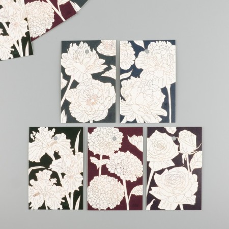 Cardboard "Golden Flowers" set 10 pcs (5 species) 4x6 cm