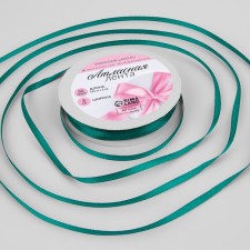 Satin tape, 3 mm × 45 ± 1 m, emerald color No. 126