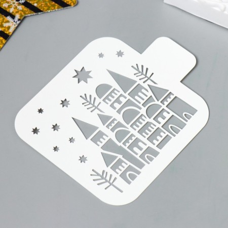 Plastic stencil "houses" 9x9 cm-1