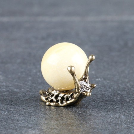 Square "Snail", brass, amber resin, 2.8x1.5x3.1 cm-4