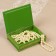 The box "White-pink flowers", green, 10 × 14 cm, lacquer miniature