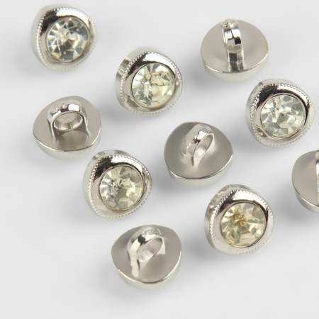 A set of buttons on the leg, d = 10 mm, 10 pcs, white/silver color-1