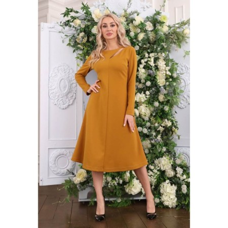 Female dress, size 46, mustard color-2