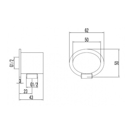 Shower hose connection Lemark LM8026C, 62 x 50 mm, chrome-1