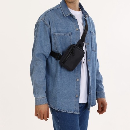 Textile sling bag, gray color-4