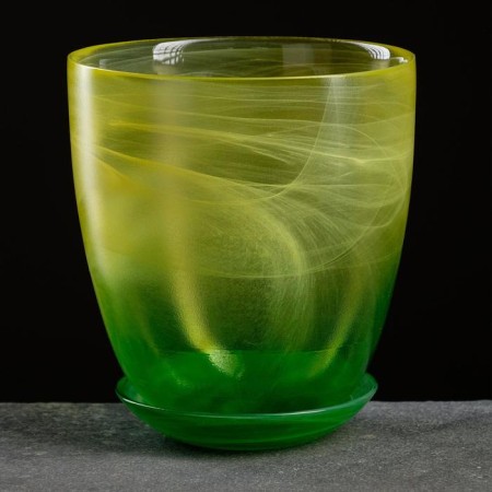 Flower pot with the pallet "Harmony", yellow-green 2 l