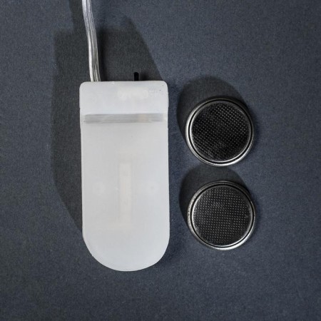 Garland “thread” 5 m dew, ip20, silver thread, 50 LED, red glow, CR2032x2-5