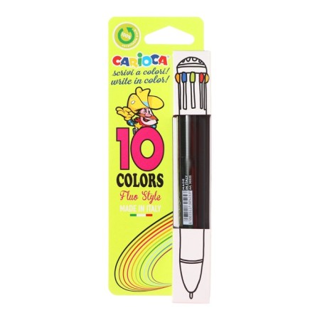 Automatic ball pen, 10 colors, "Carioca" "FLUO", Node 1.0 mm, fluorescent palette, mix-5