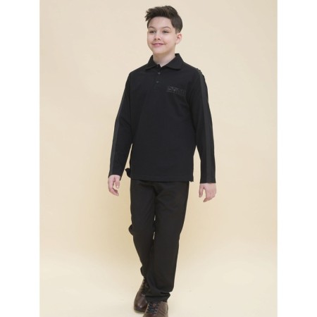 Polo for a boy with a long sleeve Pelican, height 140 cm, black color-7