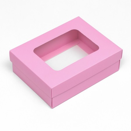 The box is folding, the lid is, with a window, pink, 16.5 x 12.5 x 5.2 cm-1