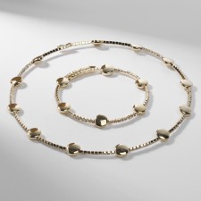 Set 2 objects “necklaces, bracelet” Noel discs, white color in gold