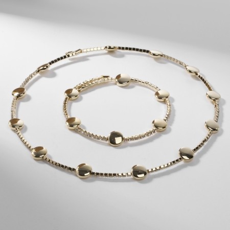 Set 2 objects “necklaces, bracelet” Noel discs, white color in gold