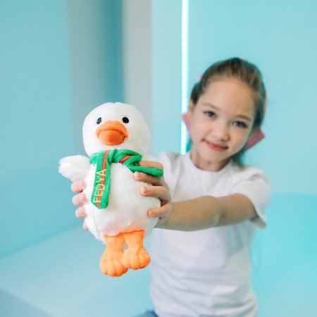 Soft toy "Goose Fedya with a scarf"-1