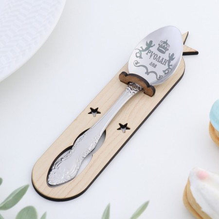 A spoon is registered, tea, with an engraving "Ruslan", h = 14-3