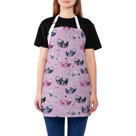 Apron kitchen with a photo print "Flower sloths", adjustable, size OS