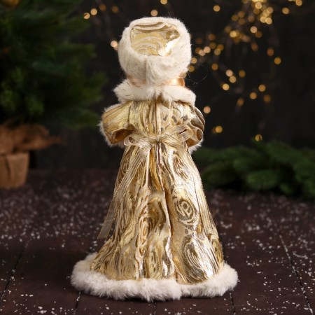 Snow Maiden "In a clutch with fur bombs" 33 cm, golden-white-2