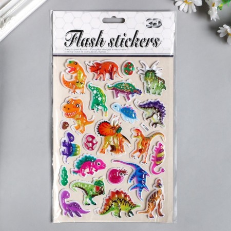 Sticker plastic volumetric "dinosaurs" mix 28x15 cm-3