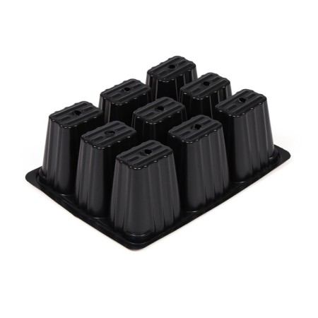 Cassette for seedlings, 9 cells, 80 ml, plastic, black, 18 × 13 × 6 cm, Greengo-8