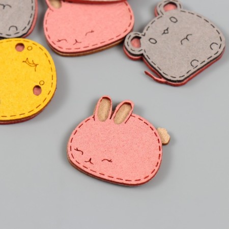 Decor for creativity claims. suede "Funny animals" mix 3.5x3 cm-1