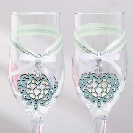 A set of wedding glasses "openwork", handmade, Murena light-white, 6x6x20.5 cm, 2 pcs.-1