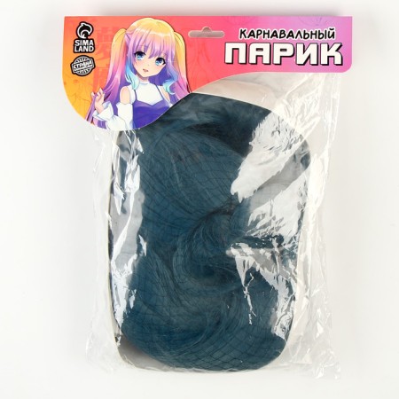 Carnival wig "anime" blue color, long-5