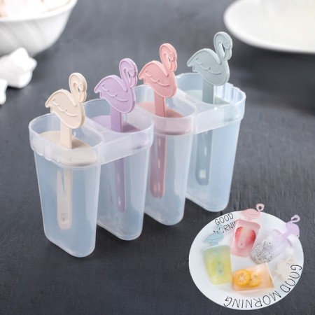 Flamingo ice cream form, 14.5 × 12 × 5.5 cm, 4 cells, color mix
