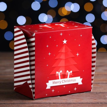 The box is folding, bilateral, "Merry Christmas", 16 x 16 x 10 cm-2